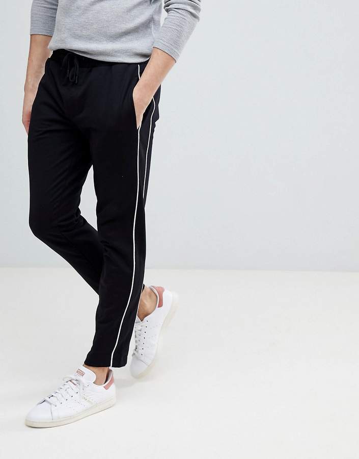 ASOS Skinny Trousers With Side Stripe In Navy  ASOS