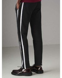 Burberry Stripe Detail Cotton Blend Jersey Sweatpants