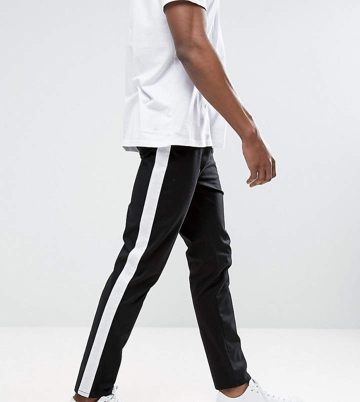 white stripe black trousers