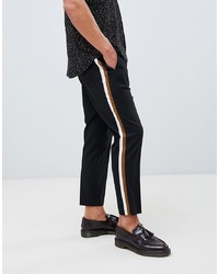 ASOS DESIGN Tapered Crop Smart Trousers In Black With Double