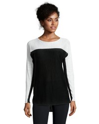 Wyatt Black And White Colorblock Knit Shirtail Sweater