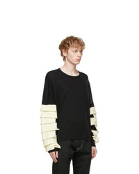 Sulvam Black Knit Ruffled Sweater