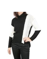 Ethyl Color Block Sweater Mock Neck Black