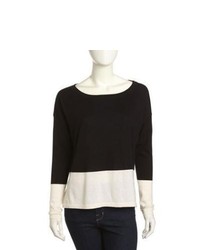 French Connection Colorblock Slouchy Sweater Blackcream