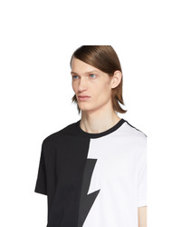 Neil Barrett Black And White Thunderbolt T Shirt