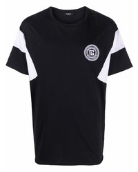Balmain Multi Cut Logo Embroidered T Shirt