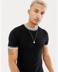 ASOS DESIGN Muscle Fit T Shirt With Tipping In Black