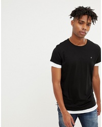 Jack & Jones Originals Longline T Shirt With Drop Layer Sleeves And Hem