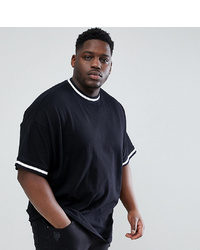 ASOS DESIGN Plus Oversized T Shirt With Contrast Tipping In Pique In Black