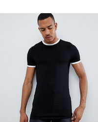 ASOS DESIGN Tall Muscle Fit T Shirt With Contrast Ringer In Black
