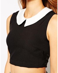 Tired Of Tokyo Cropped Top With Contrast Collar