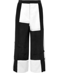 JW Anderson Paneled Cotton And Washed Satin Wide Leg Pants