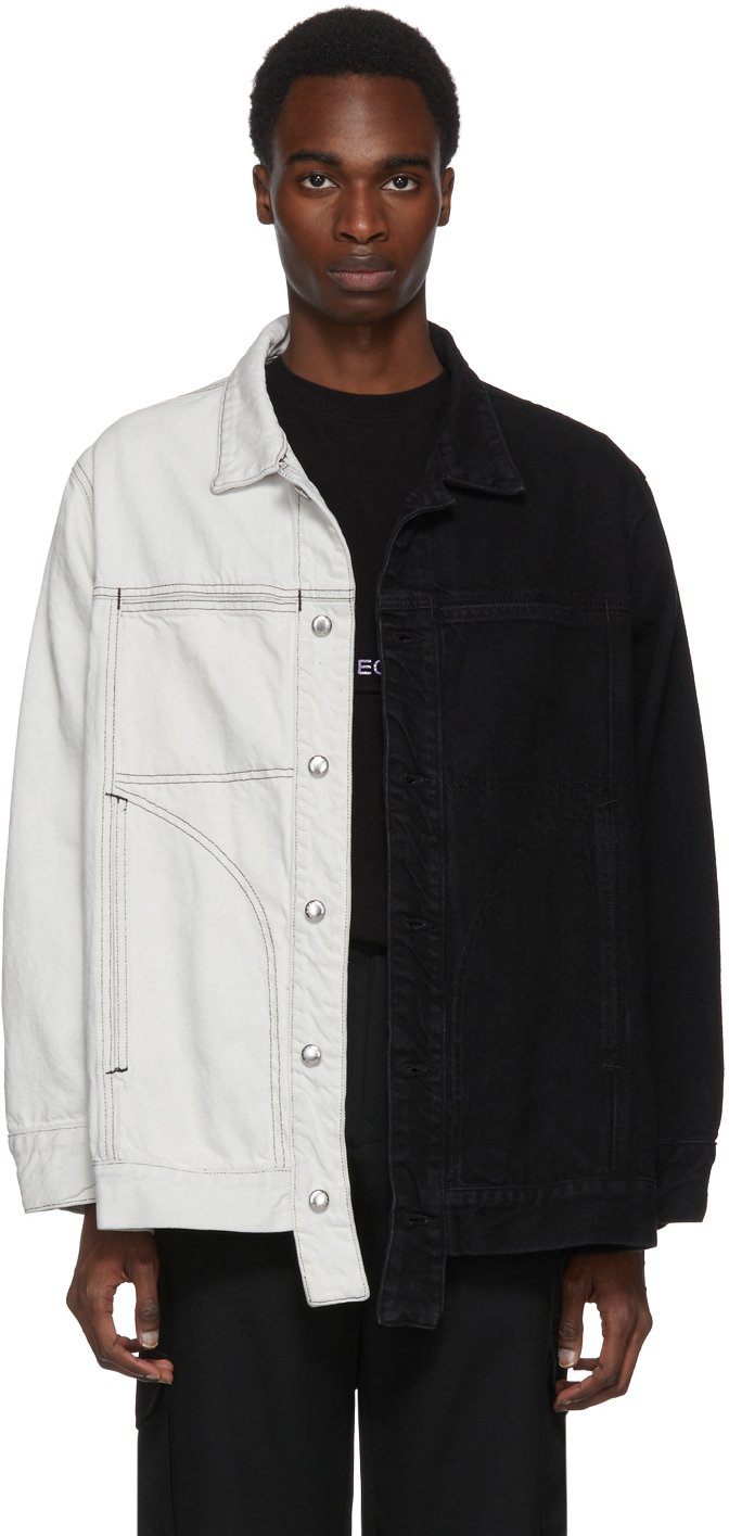 Eckhaus Latta Black White Denim Jacket, $495 | SSENSE | Lookastic