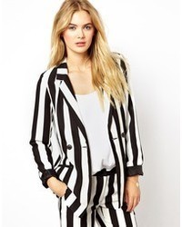 Black and White Double Breasted Blazer