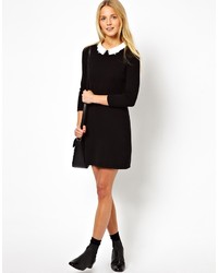 Asos Dress With Lace Collar Detail In Knit