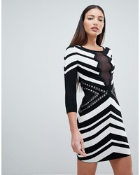Black and White Embellished Bodycon Dress