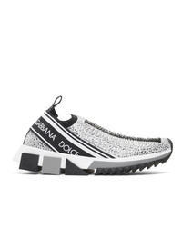 Dolce And Gabbana Silver Rhinestones Sorrento Slip On Sneakers