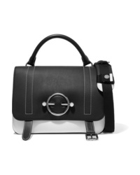 Black and White Embellished Leather Satchel Bag