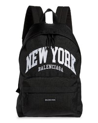 Black and White Embroidered Backpack