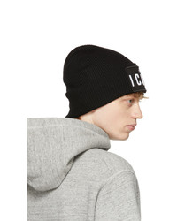 DSQUARED2 Black Wool Icon Beanie