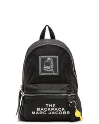 Black and White Embroidered Canvas Backpack
