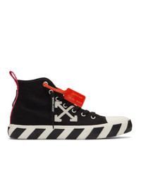 Black and White Embroidered Canvas High Top Sneakers