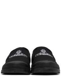 Vivienne Westwood Black Canvas Logo Simian Slip On Sneakers