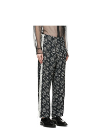 Sulvam Black And White Embroidered Trousers