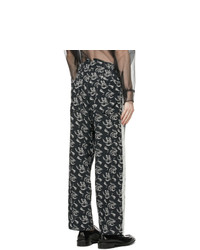 Sulvam Black And White Embroidered Trousers