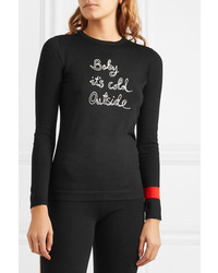 Bella Freud Baby Its Cold Outside Embroidered Wool Sweater