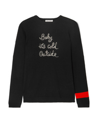 Bella Freud Baby Its Cold Outside Embroidered Wool Sweater