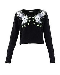 Emma Cook Floral Silk Appliqu Sweater
