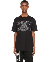 Versace Black Embroidered Medusa Logo T Shirt