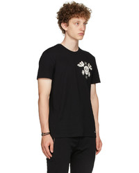 Alexander McQueen Black Embroidered Papercut Skull T Shirt