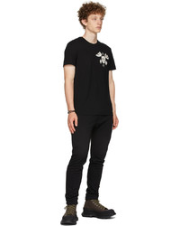 Alexander McQueen Black Embroidered Papercut Skull T Shirt