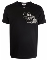 Alexander McQueen Skull Logo Embroidered Short Sleeve T Shirt