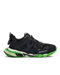 Balenciaga Black And Green Glow In The Dark Track Sneakers