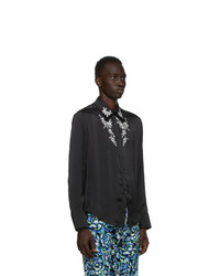 PACO RABANNE Black Satin Floral Shirt