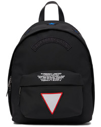 Black and White Embroidered Nylon Backpack