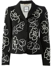 Black and White Embroidered Outerwear
