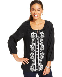 Charter Club Embroidered Peasant Tunic