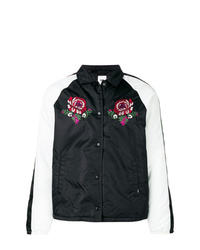 Black and White Embroidered Shirt Jacket