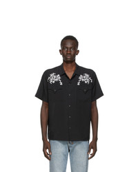 Black and White Embroidered Short Sleeve Shirt