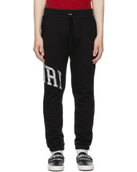 Black and White Embroidered Sweatpants