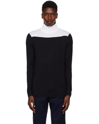 Black and White Embroidered Turtleneck