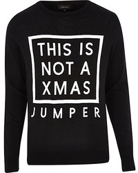 River Island Black Knitted Christmas Sweater