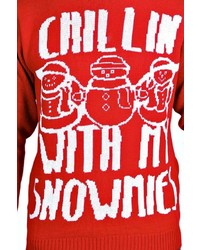 Boohoo Chillin With My Snowmies Christmas Jumper