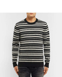 Saint Laurent Fair Isle Jacquard Knit Mohair Blend Sweater