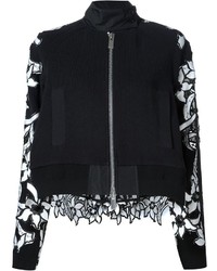 Sacai Embroidered Floral Panel Bomber Jacket