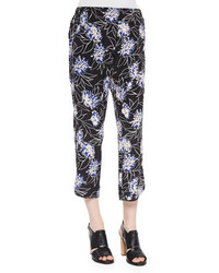 Thakoon Addition Floral Print Cropped Silk Pants